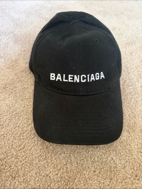 Balenciaga Accessories - Balenciaga Black Baseball Cap with White Logo Embroidery
